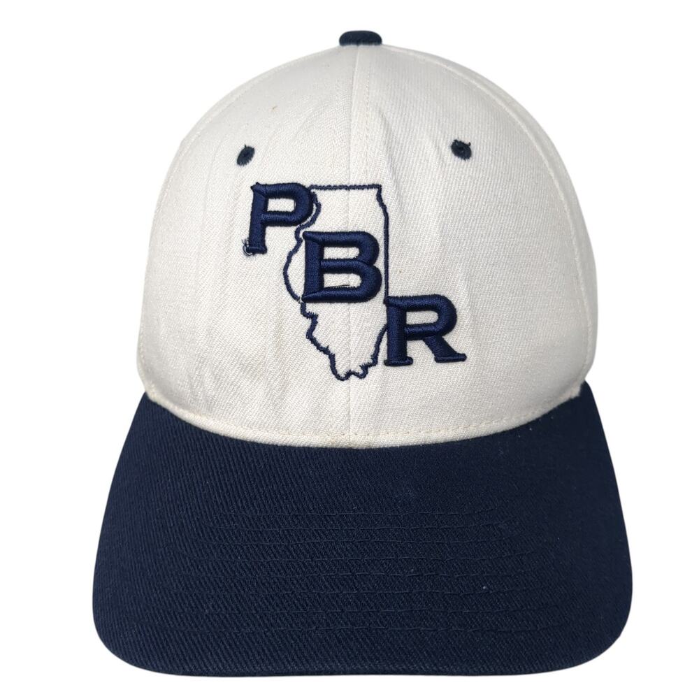PBR Fitted Hat White Medium Embroidered Colorblock Kennedy Athletic
